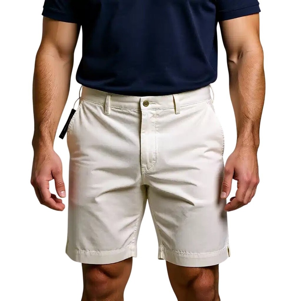 Polo Ralph Lauren Mens White Chino Shorts Cotton Twill Flat Front Size 42NWT
